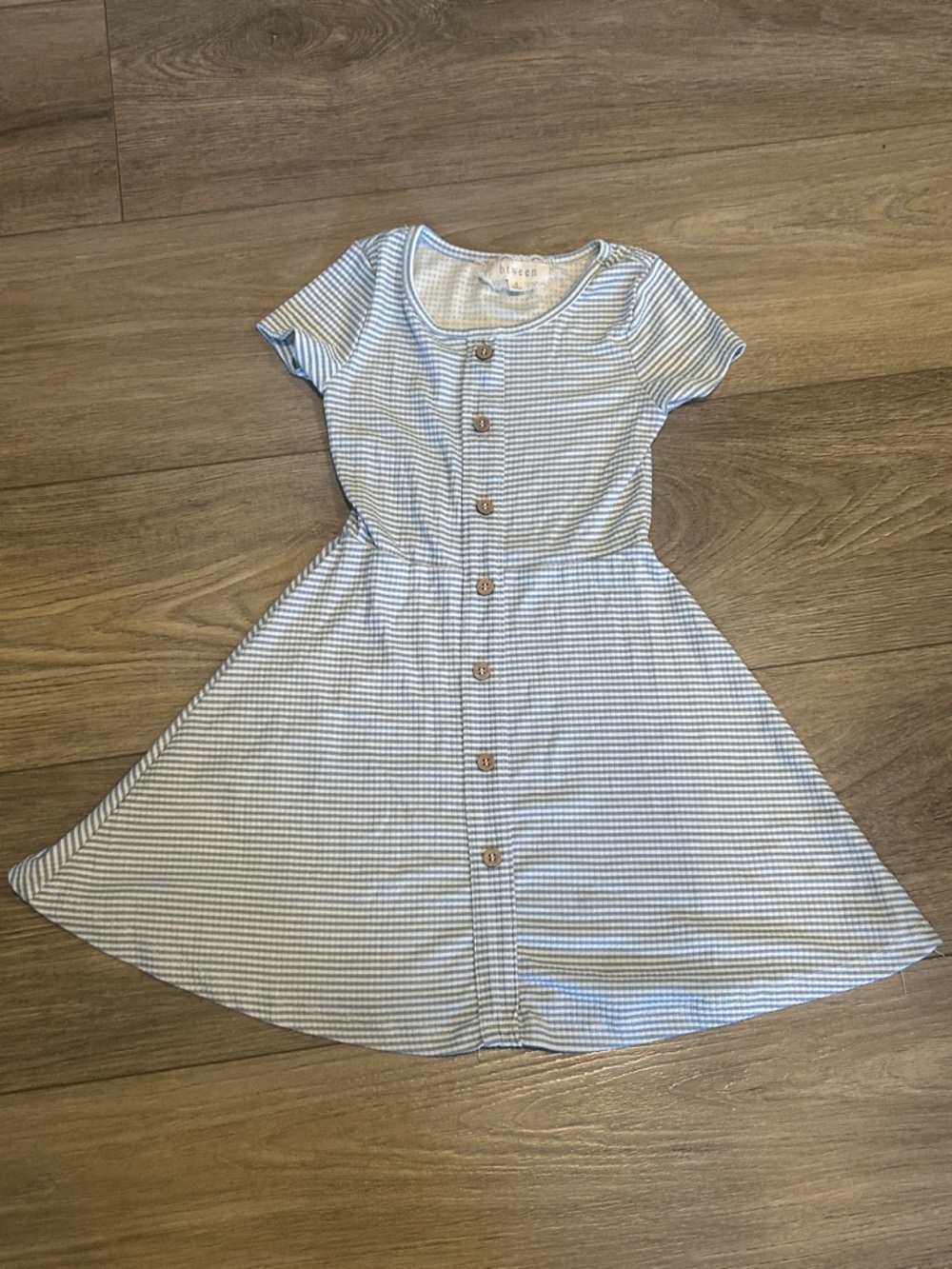 btween Blue‎ & White Striped Button-Front Casual Dress
